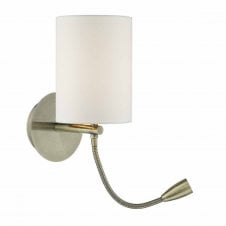 FETA antique brass wall light with LED reading arm (excludes shade)