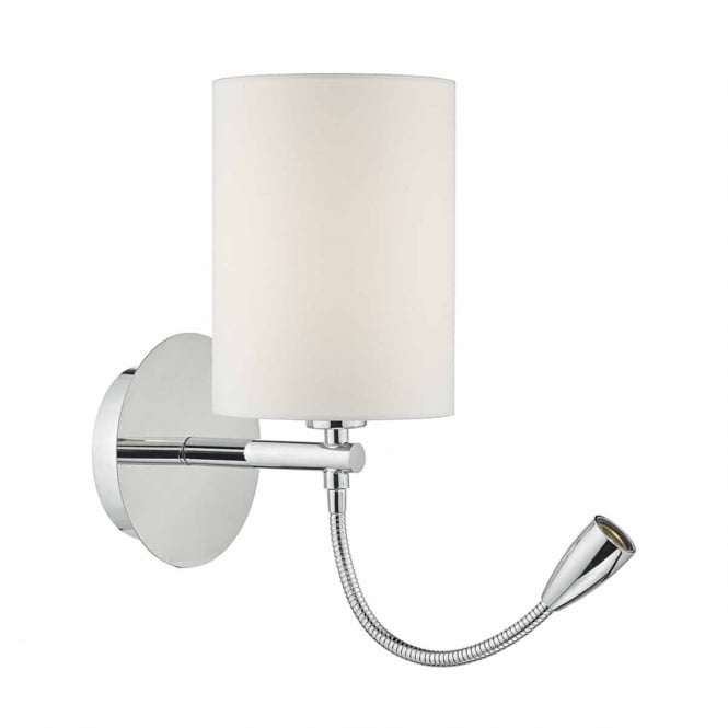 FETA chrome wall light with LED reading arm (excludes shade)