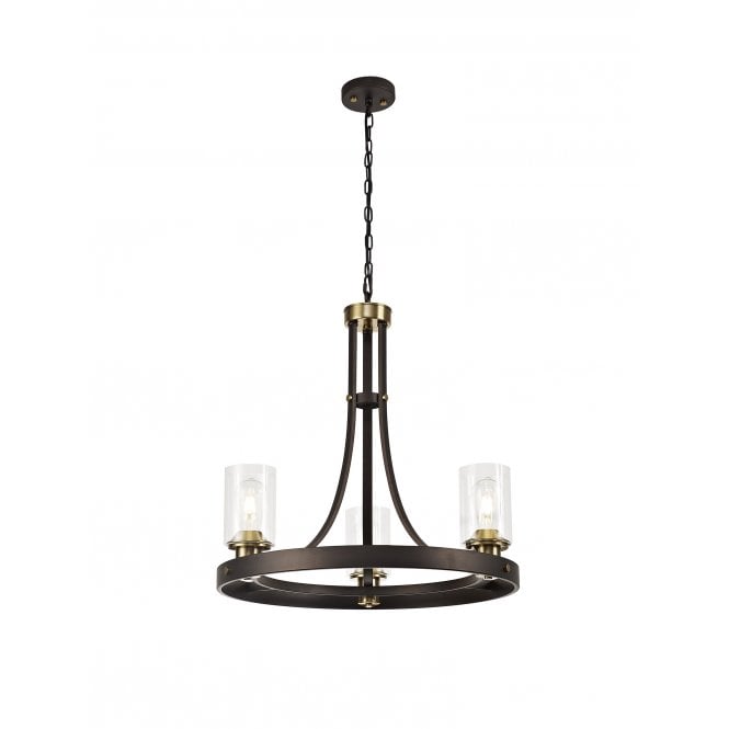 FEUDAL 3 Light Hoop  Brown Oxide/Bronze Ceiling Pendant