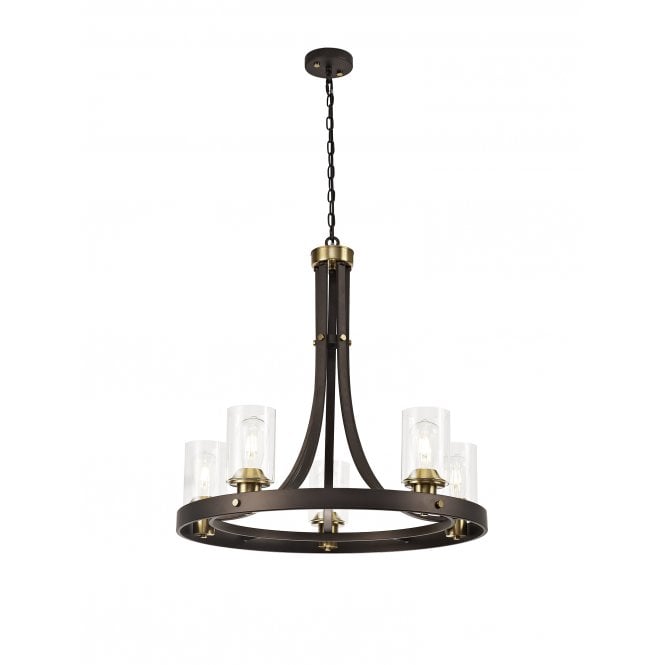 FEUDAL 5 Light Hoop  Brown Oxide/Bronze Ceiling Pendant