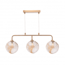 FEYA 3 Light Bar Pendant | Antique Bronze With Champagne Dimpled Glass