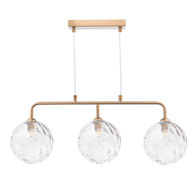 FEYA 3 Light Bar Pendant | Antique Bronze With Clear Dimpled Glass