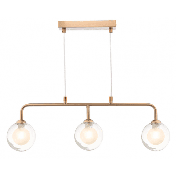 FEYA 3 Light Bar Pendant | Antique Bronze With Clear & Opal Glass