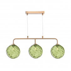 FEYA 3 Light Bar Pendant | Antique Bronze With Green Dimpled Glass