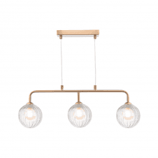 FEYA 3 Light Bar Pendant | Antique Bronze With Opal & Clear Ribbed Glass