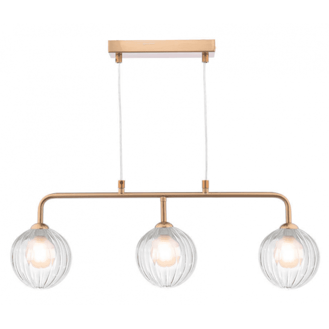 FEYA 3 Light Bar Pendant | Antique Bronze With Opal & Clear Ribbed Glass