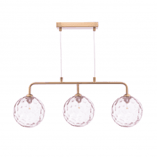 FEYA 3 Light Bar Pendant | Antique Bronze With Pink Dimpled Glass