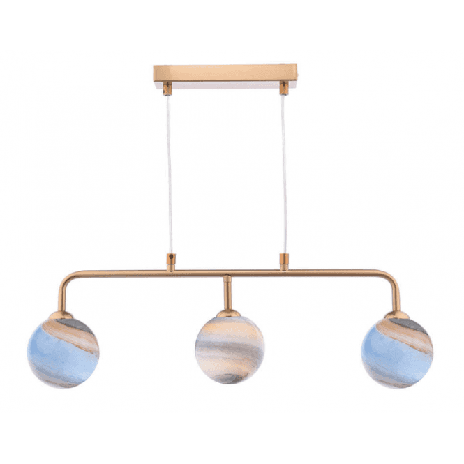 FEYA 3 Light Bar Pendant | Antique Bronze With Planet Glass (10cm)