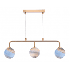 FEYA 3 Light Bar Pendant finished in Antique Bronze With Planet Glass (Large)