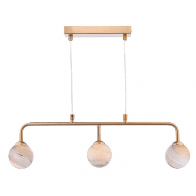 FEYA 3 Light Bar Pendant | Antique Bronze With Planet Glass (8cm)