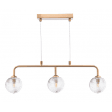 FEYA 3 Light Bar Pendant finished in Antique Bronze With Ribbed Glass