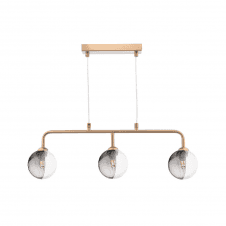 FEYA 3 Light Bar Pendant | Antique Bronze With Smoked & Clear Ribbed Glass