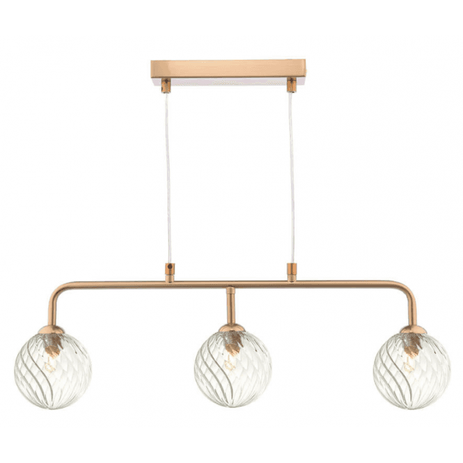 FEYA 3 Light Bar Pendant | Antique Bronze With Twisted Closed Glass