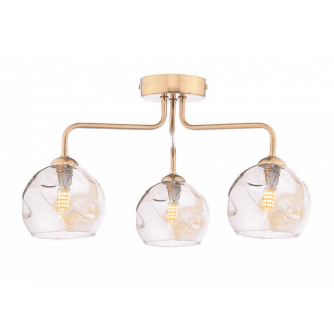 FEYA 3 Light Semi-Flush | Antique Bronze With Champagne Organic Glass