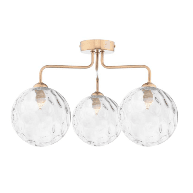 FEYA 3 Light Semi-Flush | Antique Bronze With Clear Dimpled Glass