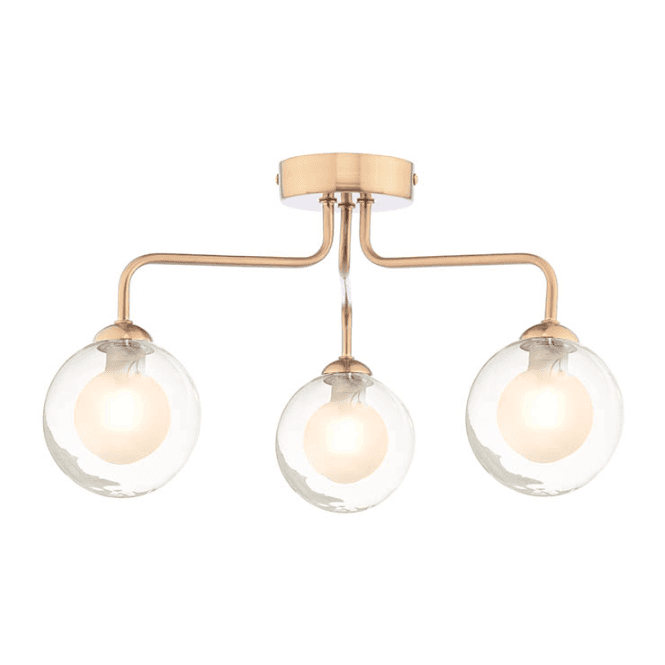 FEYA 3 Light Semi-Flush | Antique Bronze With Clear & Opal Glass