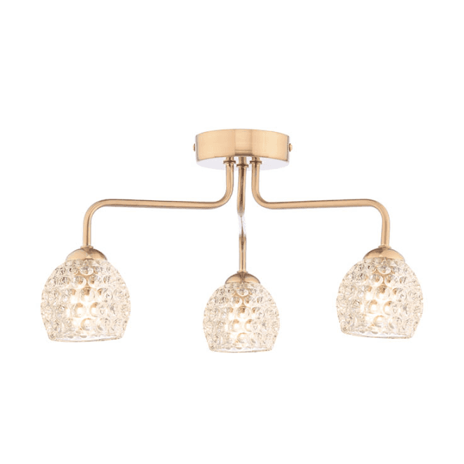 FEYA 3 Light Semi-Flush | Antique Bronze With Dimpled Glass