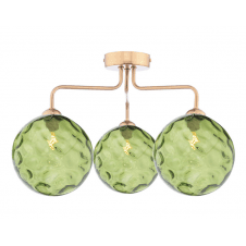 FEYA 3 Light Semi-Flush finished in Antique Bronze With Green Dimpled Glass