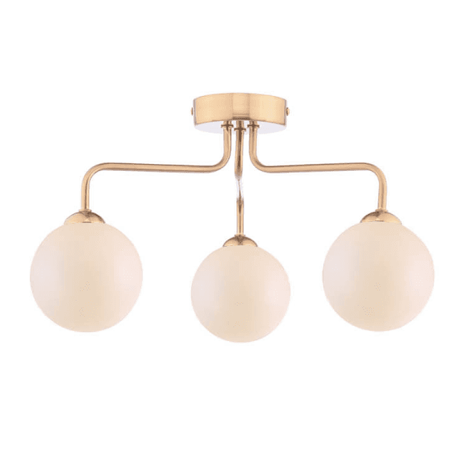FEYA 3 Light Semi-Flush | Antique Bronze With Opal Glass