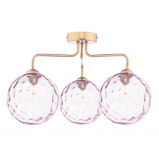 FEYA 3 Light Semi-Flush finished in Antique Bronze With Pink Dimpled Glass