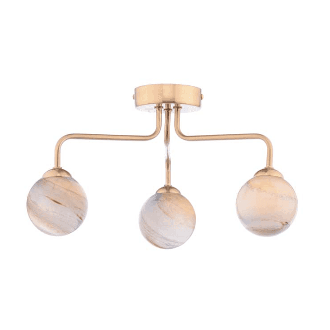 FEYA 3 Light Semi-Flush | Antique Bronze With Planet Glass (8cm)