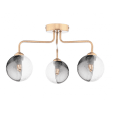 FEYA 3 Light Semi-Flush finished in Antique Bronze With Smoked & Clear Ribbed Glass (10cm)