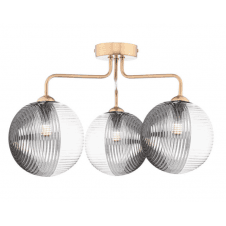 FEYA 3 Light Semi-Flush finished in Antique Bronze With Smoked & Clear Ribbed Glass (15cm)