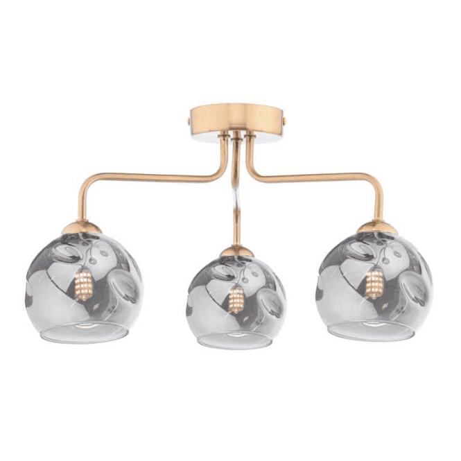 FEYA 3 Light Semi-Flush | Antique Bronze With Smoked Organic Glass