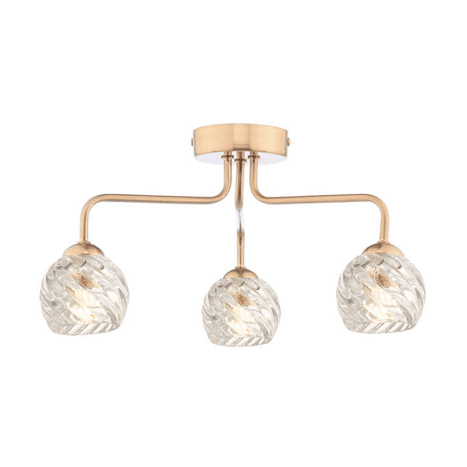 FEYA 3 Light Semi-Flush | Antique Bronze With Twisted Open Glass