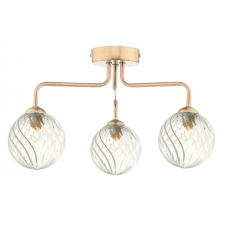FEYA 3 Light Semi-Flush finished in Antique Bronze With Twisted Style Glass