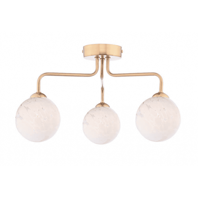 FEYA 3 Light Semi-Flush | Antique Bronze With White Confetti Glass