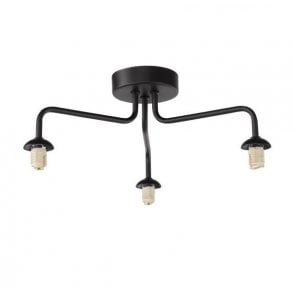 Feya 3 Light Semi-Flush Ceiling Light in Black (Fitting Only)