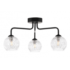 FEYA 3 Light Semi Flush Ceiling finished in Black With Clear Glass & Inner Wire