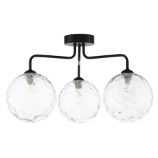 FEYA 3 Light Semi Flush Ceiling finished in Black With Clear Dimpled Glass
