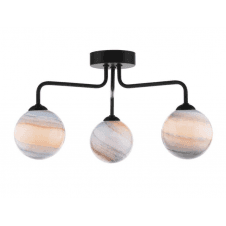 FEYA 3 Light Semi Flush Ceiling finished in Black With Planet Glass (Large)