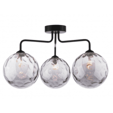 FEYA 3 Light Semi Flush Ceiling finished in Black With Smoked Dimpled Glass