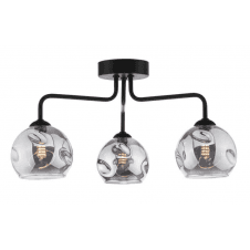 FEYA 3 Light Semi Flush Ceiling finished in Black With Smoked Organic Glass