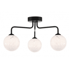FEYA 3 Light Semi Flush Ceiling finished in Black With White Confetti Glass