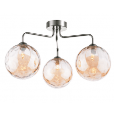 3 Light Semi Flush In Polished Chrome With GL11 Champagne Dimpled Glass Shade