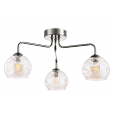 3 Light Semi Flush In Polished Chrome With GL16 Champagne Organic Glass Shade