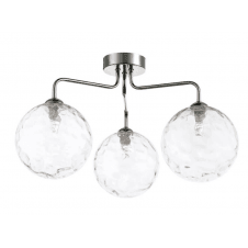 3 Light Semi Flush In Polished Chrome With GL12 Clear Dimpled Glass Shade