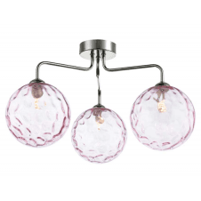 3 Light Semi Flush In Polished Chrome With GL13 Pink Dimpled Glass Shade