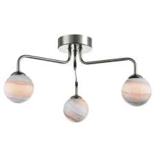 3 Light Semi Flush In Polished Chrome With GL7 Planet Glass Globe Shade