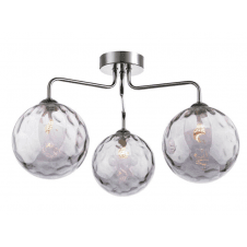3 Light Semi Flush In Polished Chrome With GL10 Smoked Dimpled Glass Shade
