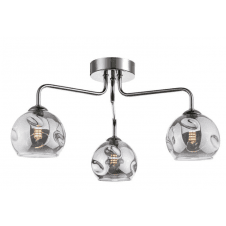 3 Light Semi Flush In Polished Chrome With GL15 Smoked Organic Glass Shade