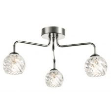 3 Light Semi Flush In Polished Chrome With GL5 Twisted Open Glass Shade