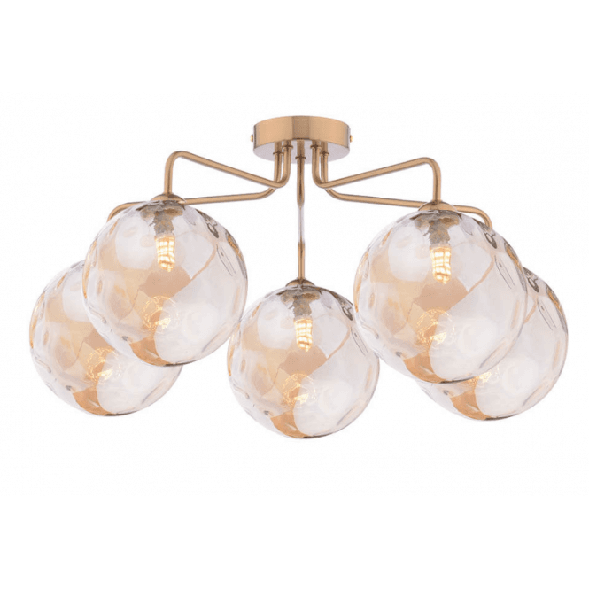 FEYA 5 Light Semi-Flush | Antique Bronze With Champagne Dimpled Glass
