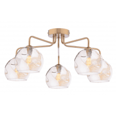 FEYA 5 Light Semi-Flush finished in Antique Bronze With Champagne Organic Glass