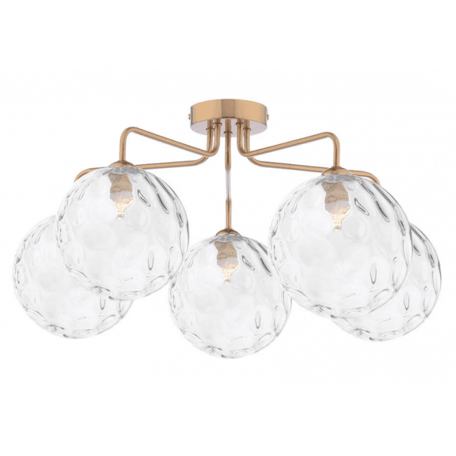 FEYA 5 Light Semi-Flush | Antique Bronze With Clear Dimpled Glass