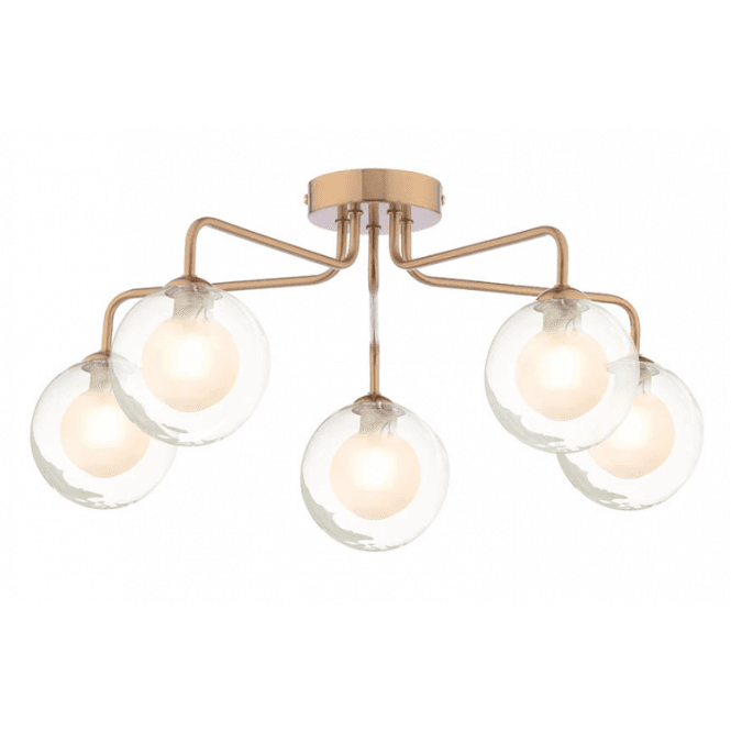 FEYA 5 Light Semi-Flush | Antique Bronze With Clear & Opal Glass